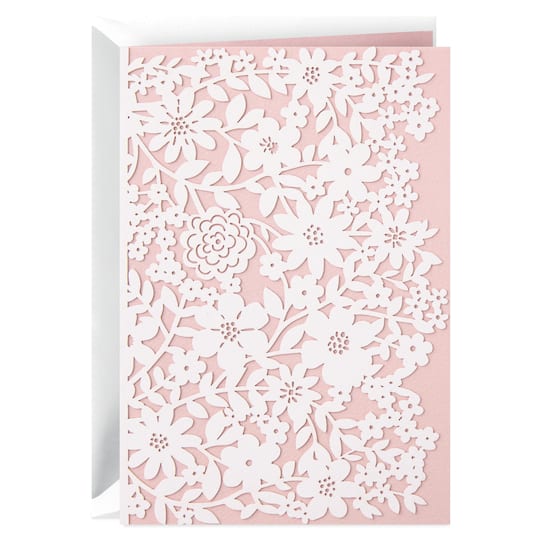 Hallmark Signature White Flowers on Blush Pink Blank Card